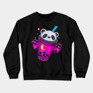 Starry Panda Bubble Tea - Pink Panda Crewneck Sweatshirt